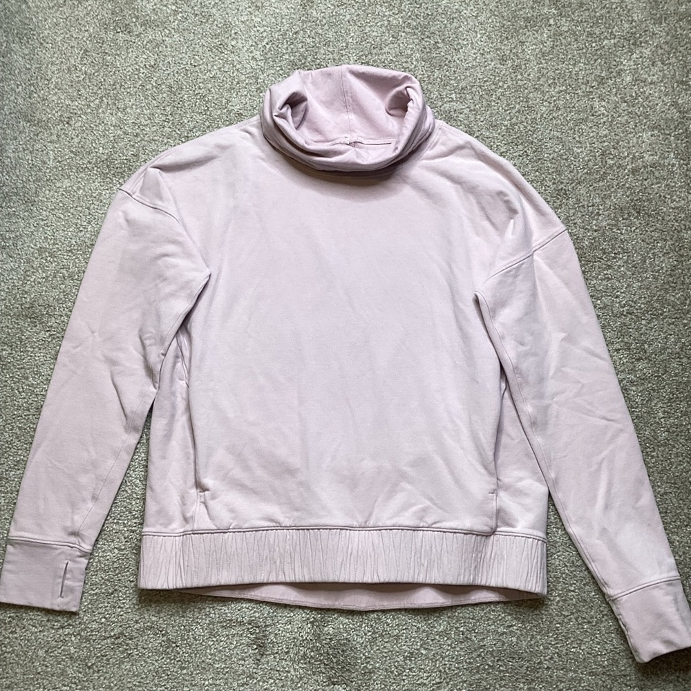 Lululemon Stress Less Pullover Porcelain Pink Sweatshirt Cowl 10 Large - Picture 5 of 7